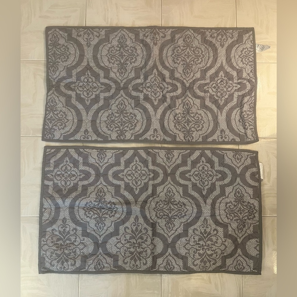 The Big One Gray and White Pattern Quilted Pair of Pillow Shams